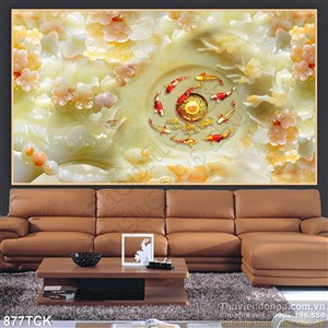 Tranh giả ngọc đán cá koi Tranh giả ngọc đán cá koi