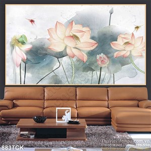 Tranh 3d wall hoa sen vẽ Tranh 3d wall hoa sen vẽ