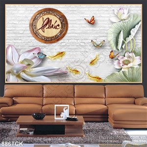 Tranh chữ phúc và hoa sen giả ngọc Tranh chữ phúc và hoa sen giả ngọc