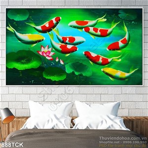 Tranh koi vẽ tay nghệ thuật in uv Tranh koi vẽ tay nghệ thuật in uv