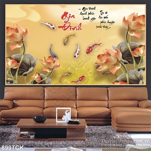 Tranh gia đình hoa sen giả ngọc đẹp Tranh gia đình hoa sen giả ngọc đẹp