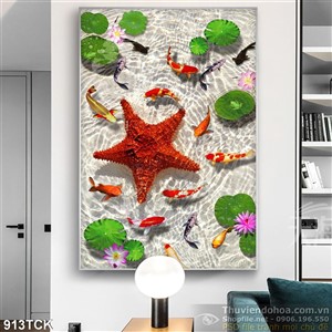 Tranh cá chép koi và sao biển Tranh cá chép koi và sao biển