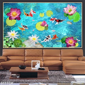 Tranh cá chép in uv  psd Tranh cá chép in uv  psd