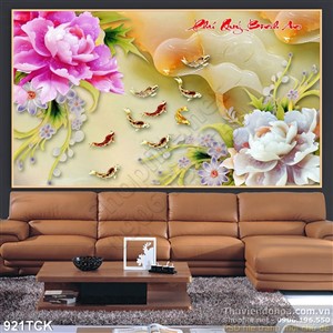 Tranh hoa 3d mẫu đơn phú quý bình an Tranh hoa 3d mẫu đơn phú quý bình an