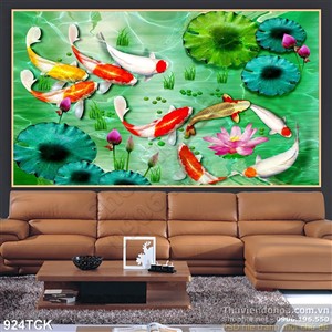 Tranh cá chép koi đẹp 3d Tranh cá chép koi đẹp 3d