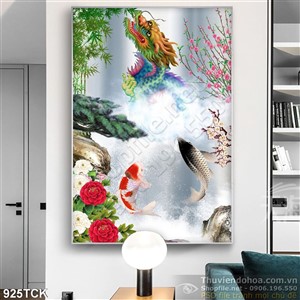 Tranh cá chép hóa rồng in uv Tranh cá chép hóa rồng in uv