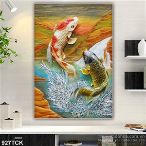 Tranh cá chép hóa rồng giả ngọc Tranh cá chép hóa rồng giả ngọc