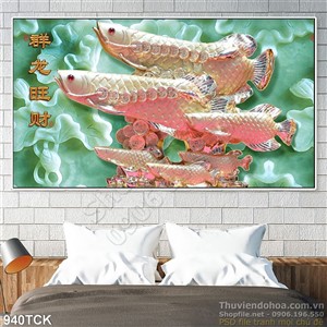 Tranh cá rồng phú quy bằng vàng Tranh cá rồng phú quy bằng vàng