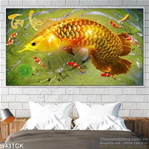 Tranh cá rồng tài lộc phú quý 3d in uv Tranh cá rồng tài lộc phú quý 3d in uv