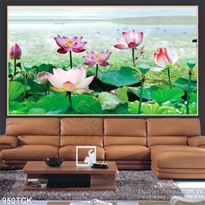 Tranh đầm hoa sen 3d Tranh đầm hoa sen 3d