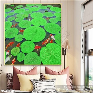 Tranh lá sen trên mặt hồ đẹp Tranh lá sen trên mặt hồ đẹp