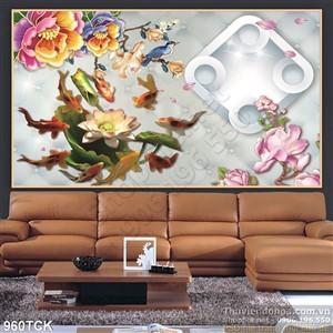 Tranh cá chép giả ngọc 3d Tranh cá chép giả ngọc 3d