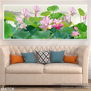 Tranh đầm sen nở rộ 3d Tranh đầm sen nở rộ 3d