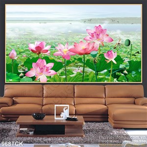 Tranh hoa sen và hồ nước mát Tranh hoa sen và hồ nước mát