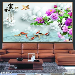 Tranh cá chép wall in 3d ấn tượng Tranh cá chép wall in 3d ấn tượng