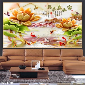 Tranh đóa hoa sen bằng ngọc đẹp mắt 3d Tranh đóa hoa sen bằng ngọc đẹp mắt 3d