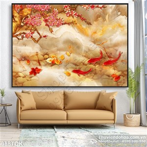 Tranh cá chép giả ngọc đẹp ấn tượng Tranh cá chép giả ngọc đẹp ấn tượng