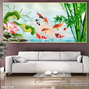Tranh cá chép và cây tre wall décor Tranh cá chép và cây tre wall décor