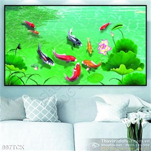 Tranh cá chép dưới mặt hồ trong xanh Tranh cá chép dưới mặt hồ trong xanh