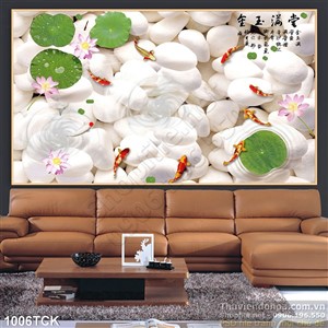 Tranh hồ cá sỏi trắng và cá chép Tranh hồ cá sỏi trắng và cá chép