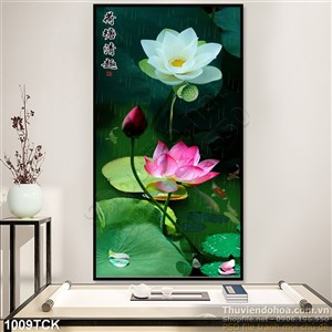 Tranh khổ dọc và hoa sen đẹp Tranh khổ dọc và hoa sen đẹp