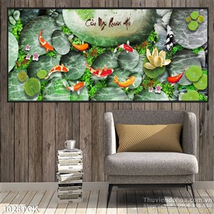 Tranh cá chép và hòn đá cuội 3d wall Tranh cá chép và hòn đá cuội 3d wall