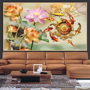 Tranh hoa sen giả ngọc wall Tranh hoa sen giả ngọc wall