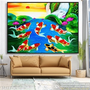 Tranh vẽ cá chép bơi ngược dòng 3d Tranh vẽ cá chép bơi ngược dòng 3d