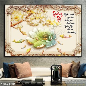 Tranh wall hoa sen giả ngọc trường thọ Tranh wall hoa sen giả ngọc trường thọ