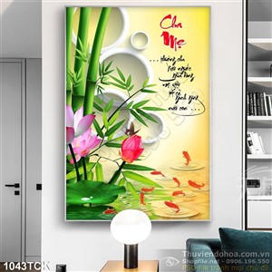 Tranh cha mẹ 3d cá chép hoa sen Tranh cha mẹ 3d cá chép hoa sen