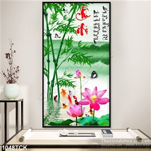 Tranh hoa sen cha mẹ và cây tre xanh Tranh hoa sen cha mẹ và cây tre xanh
