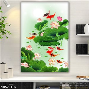 Tranh vẽ sen và cá chép Tranh vẽ sen và cá chép