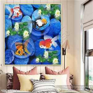 Tranh cá vàng đẹp ấn tượng 3d Tranh cá vàng đẹp ấn tượng 3d