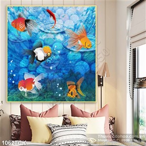 Tranh cá vàng bơi tung tăng 3d in wall Tranh cá vàng bơi tung tăng 3d in wall