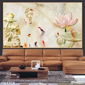 Tranh hoa sen giả ngọc 3d nền đá đẹp uv Tranh hoa sen giả ngọc 3d nền đá đẹp uv