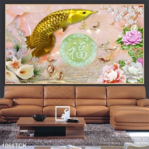 Tranh cá rồng bẳng vàng phú quý Tranh cá rồng bẳng vàng phú quý