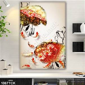 Tranh nghệ thuật cá chép koi in uv đẹp psd Tranh nghệ thuật cá chép koi in uv đẹp psd