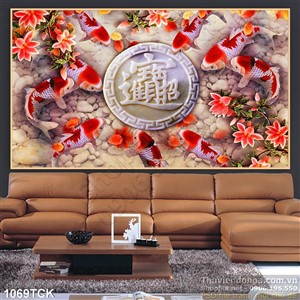 Tranh cá chép quần tự đẹp psd in uv Tranh cá chép quần tự đẹp psd in uv