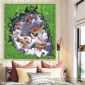 Tranh nghệ thuật cá koi 3d Tranh nghệ thuật cá koi 3d
