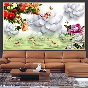 Tranh hoa mẫu đơn 3d Tranh hoa mẫu đơn 3d