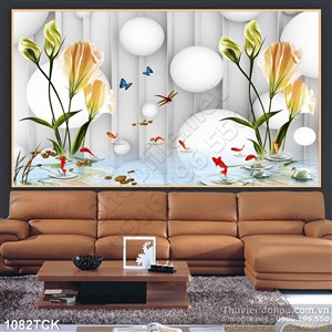 Tranh 3d và hoa loa kèn ấn tường đẹp Tranh 3d và hoa loa kèn ấn tường đẹp