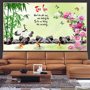 Tranh tài lộc đá và cá chép 3d Tranh tài lộc đá và cá chép 3d
