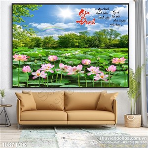 Tranh  gia đinh hoa sen ngập tràn ấn tượng Tranh  gia đinh hoa sen ngập tràn ấn tượng