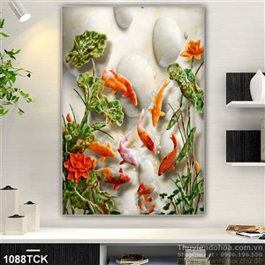Tranh giả ngọc cá chép 3d in uv Tranh giả ngọc cá chép 3d in uv