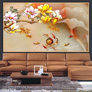 Tranh giả ngọc và cá chép in psd wall Tranh giả ngọc và cá chép in psd wall
