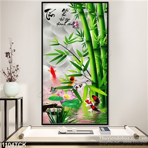 Tranh cây tre và cá chép đẹp 3d Tranh cây tre và cá chép đẹp 3d