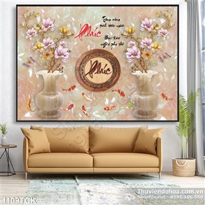 Tranh giả ngọc chữ phúc và cá chép Tranh giả ngọc chữ phúc và cá chép