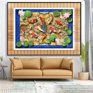 Tranh cá koi và là sen Tranh cá koi và là sen