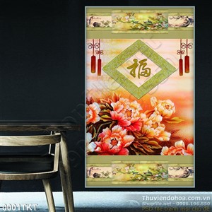 Tranh thư pháp phong thủy hoa trang trí