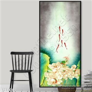 Tranh hoa sen, cá chép giả ngọc phong thủy Tranh hoa sen, cá chép giả ngọc phong thủy